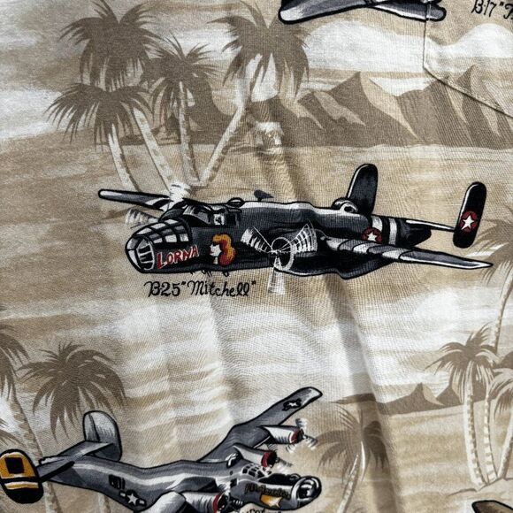 Vintage Kalaheo Shirt Men's XL Hawaiian Military Bomber War WW2 Planes Polo EUC - Picture 9 of 9